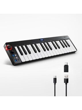 Compact USB MIDI Keyboard with 32 Velocity-Sensitive Keys, Screen & Sequencer